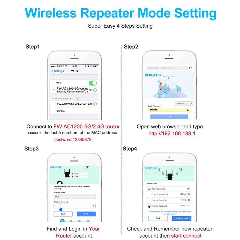 Repetidor WiFi Wireless 2.4G 5Ghz 1200Mbps - TOFY EXPRESS